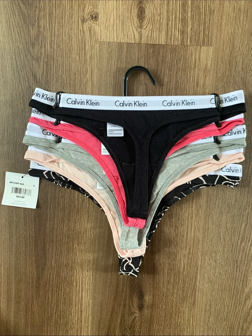 Calvin Klein Women's Thong Set in Black, Pink, Green, Cream, and Printed - Picture 3 of 3